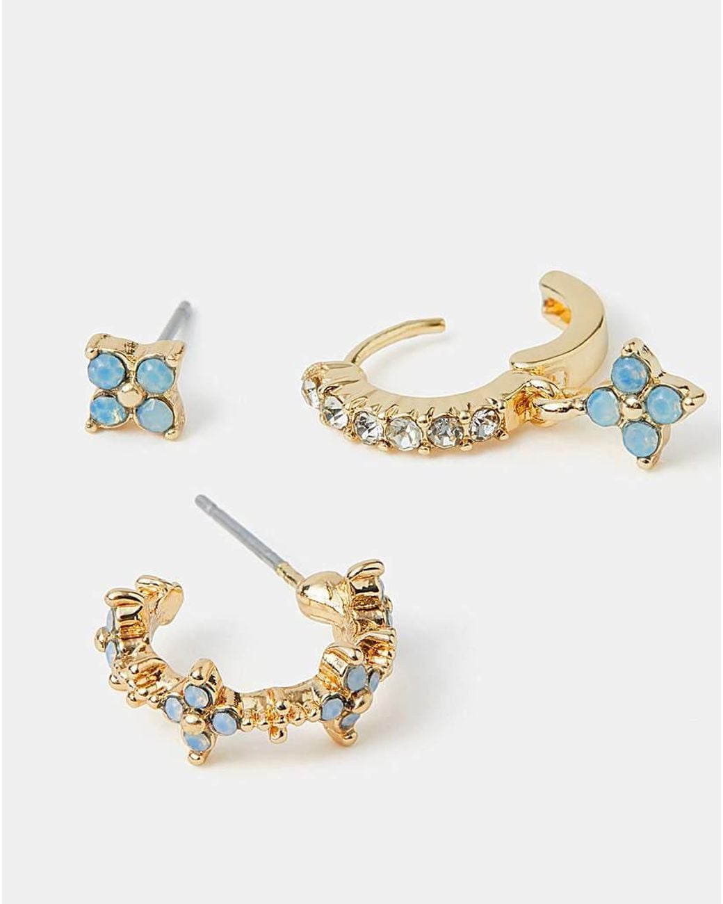 Accessorize Metallic 3Pk Gem Cross Earrings