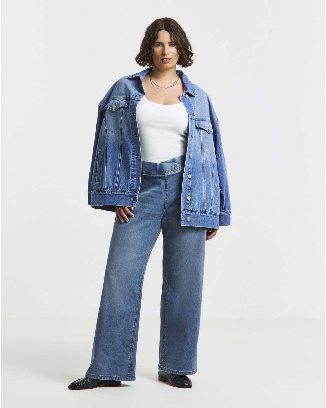 Simply Be Blue Wide Leg Weekender Jeggings