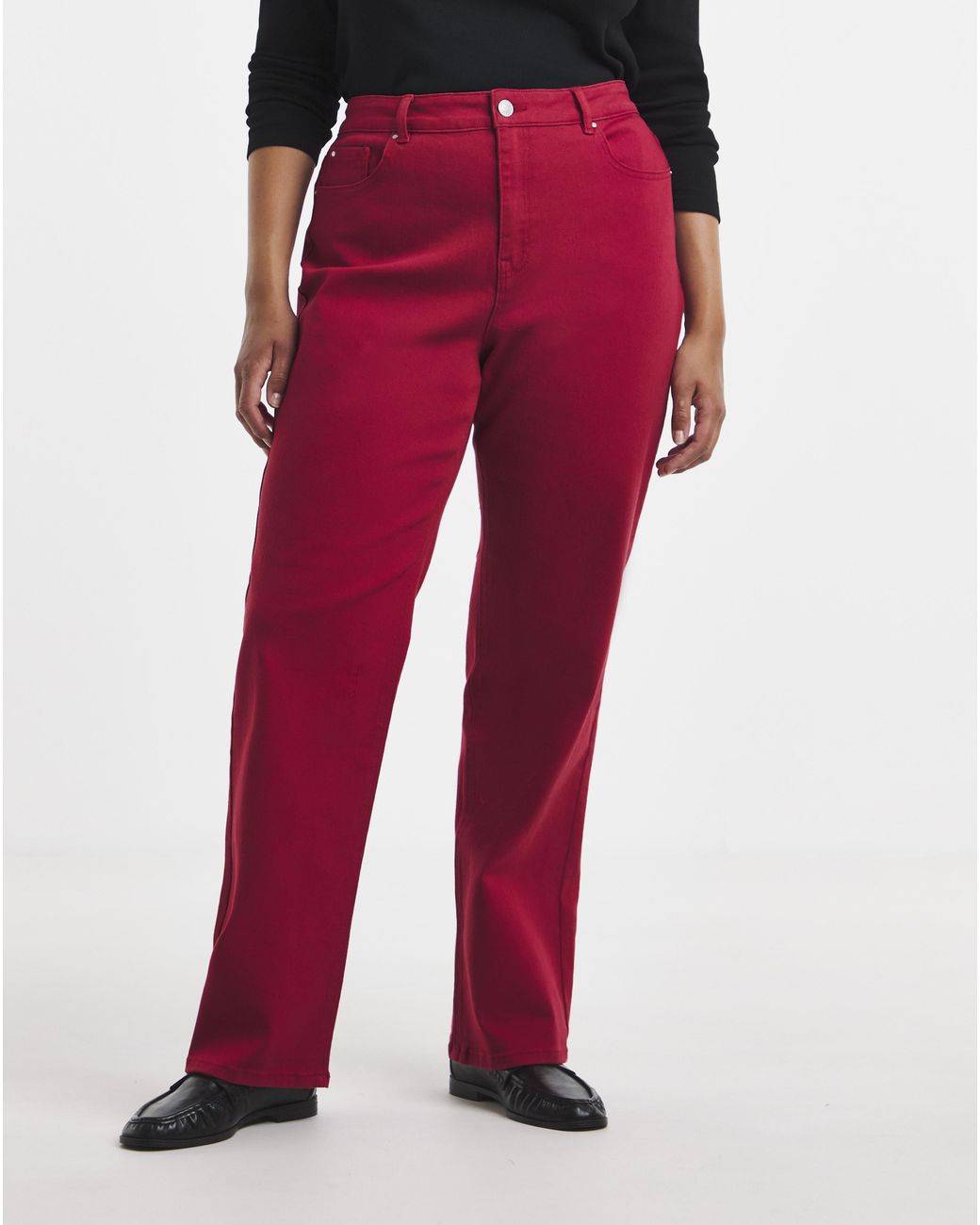 Simply Be Red Straight Leg Jeans