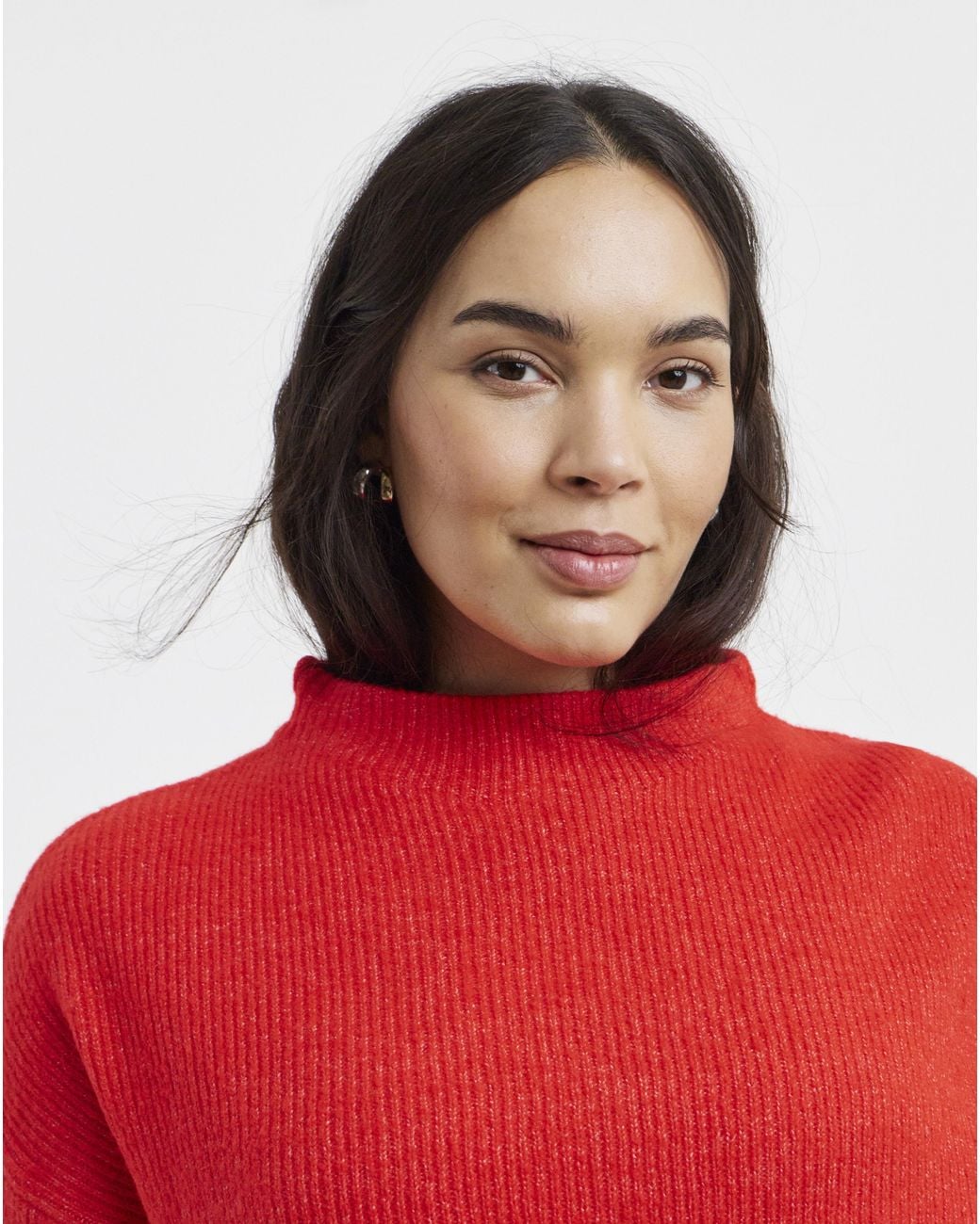 Simply Be Red Rib Funnel Neck Jumper