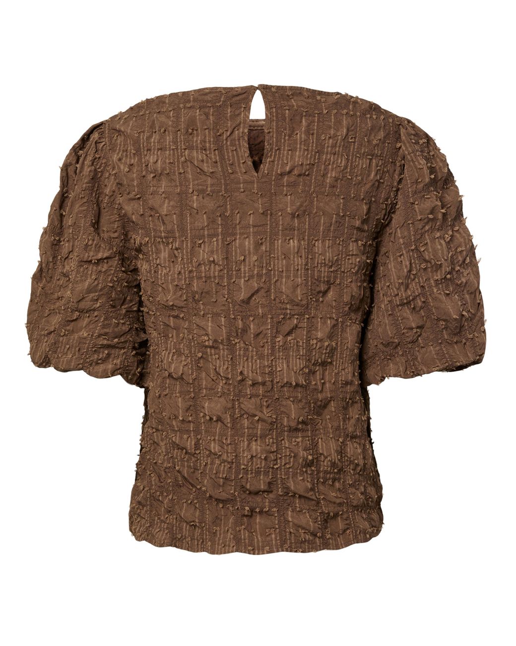 Pieces Brown Penny Short Sleeve Woven Top