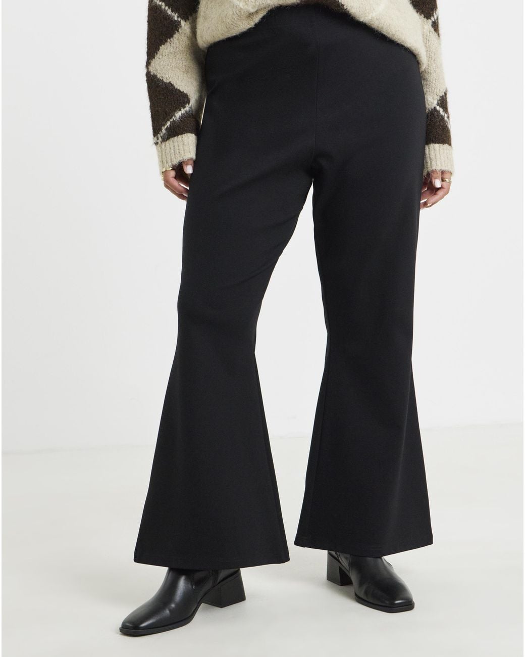 Simply Be Gray Ponte Flare Trouser