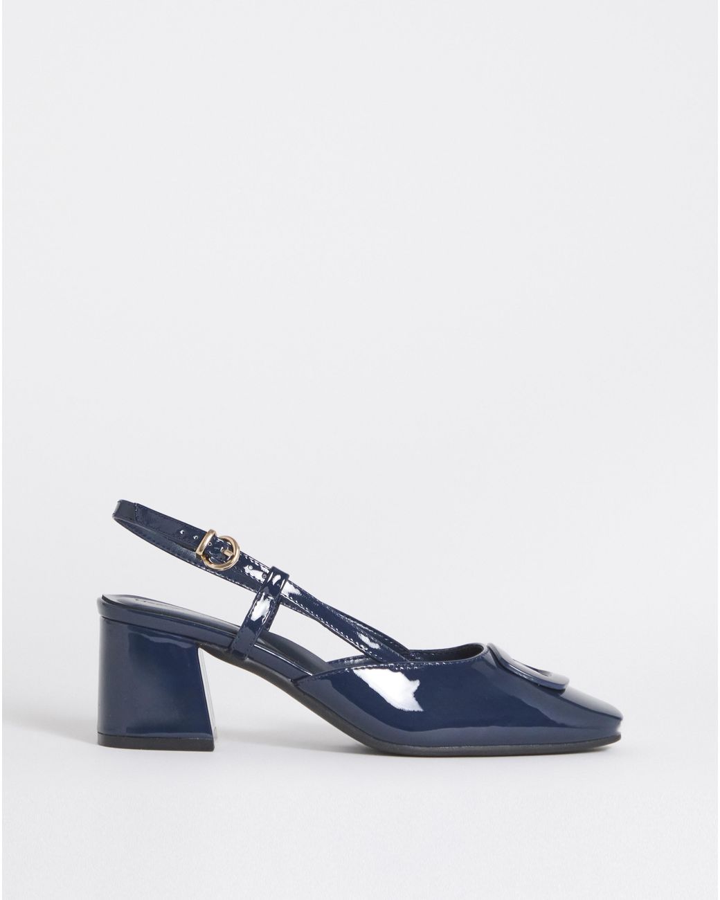 JD Williams Blue Heeled Slingback With Buckle Trim Wide