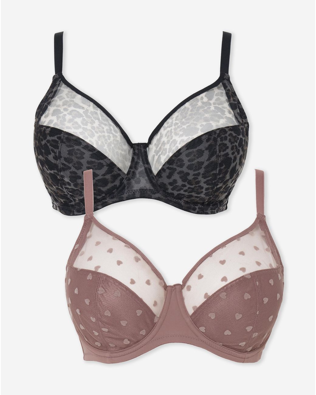 Pretty Secrets Black 2 Pack Hannah Animal Full Cup Bra