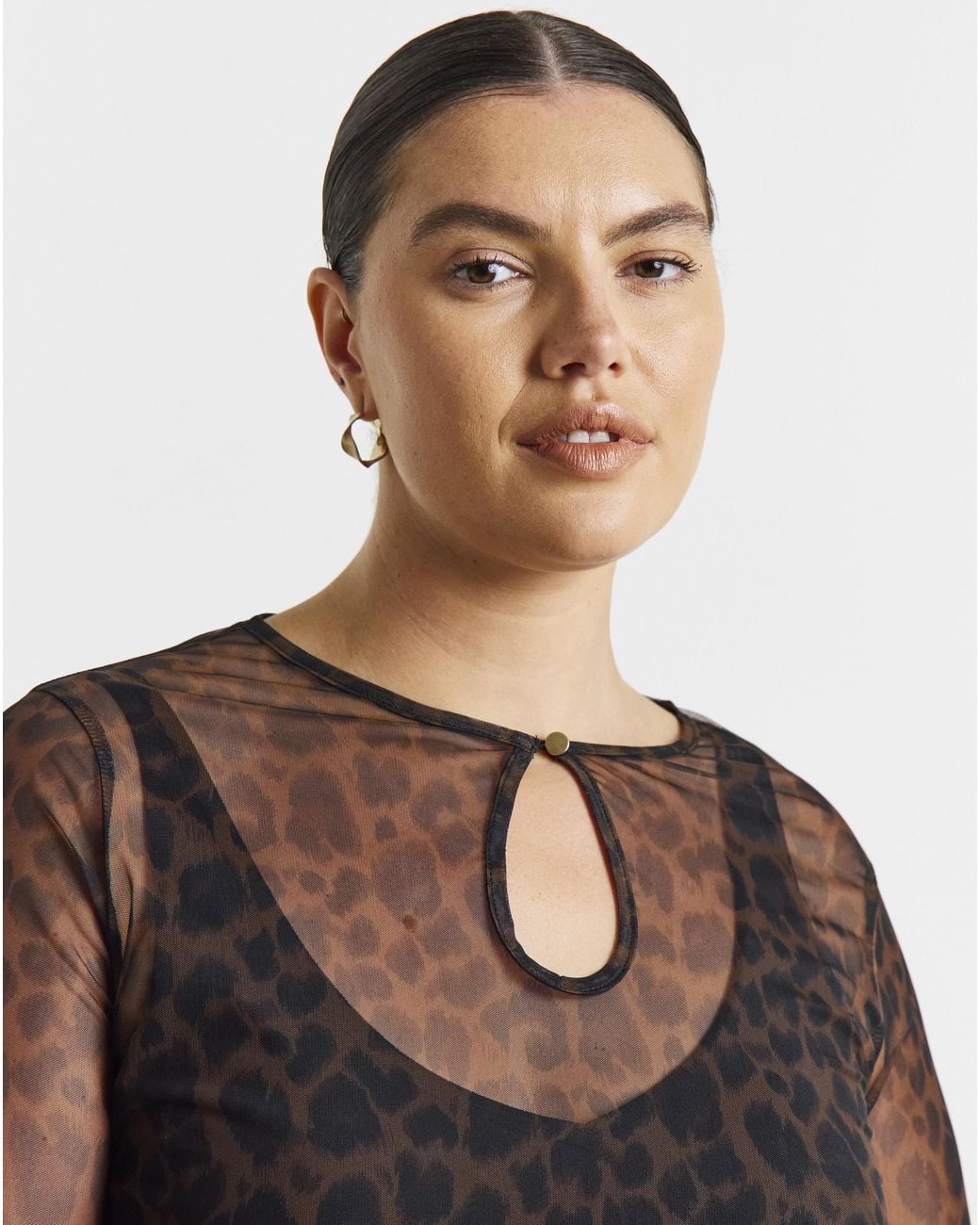 Simply Be Brown Key Hole Ls Top