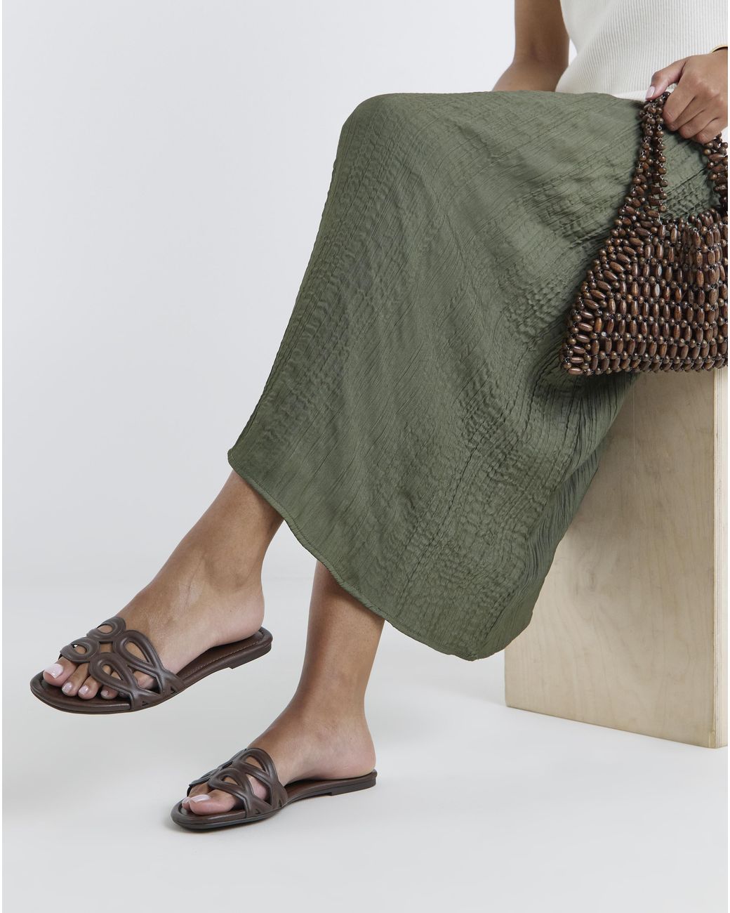JD Williams Green Padded Loop Mule Sandal Wide