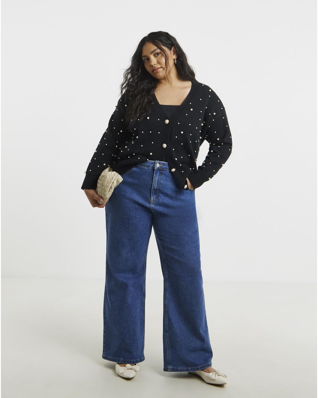 Lovedrobe Black Pearl Embellished Cardigan