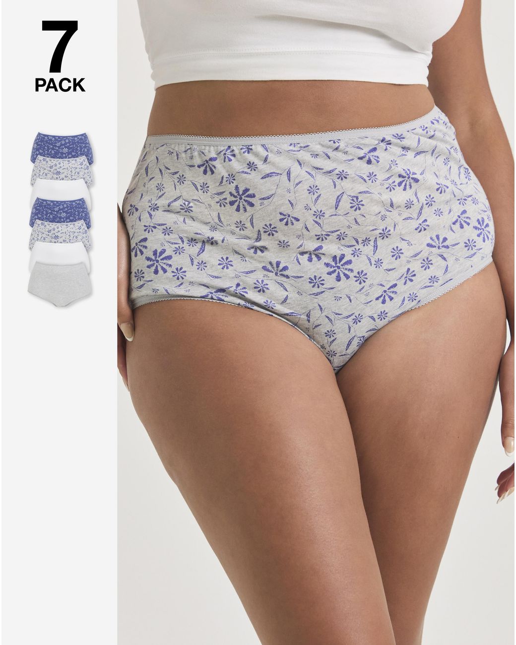 Pretty Secrets Gray 7 Pack Full Fit Knickers