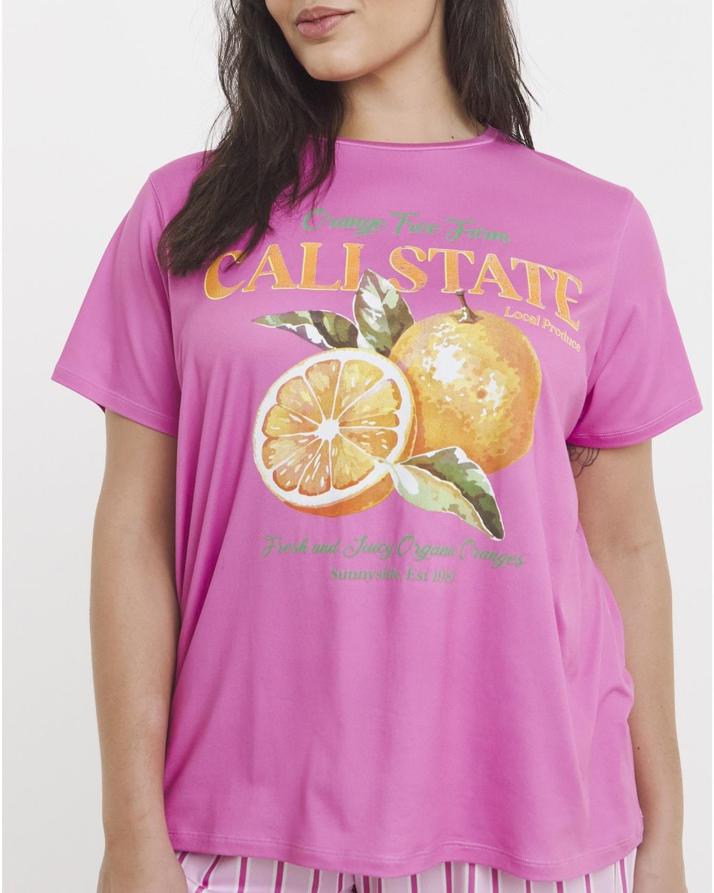 Simply Be Pink Fruit Print Shortie Set