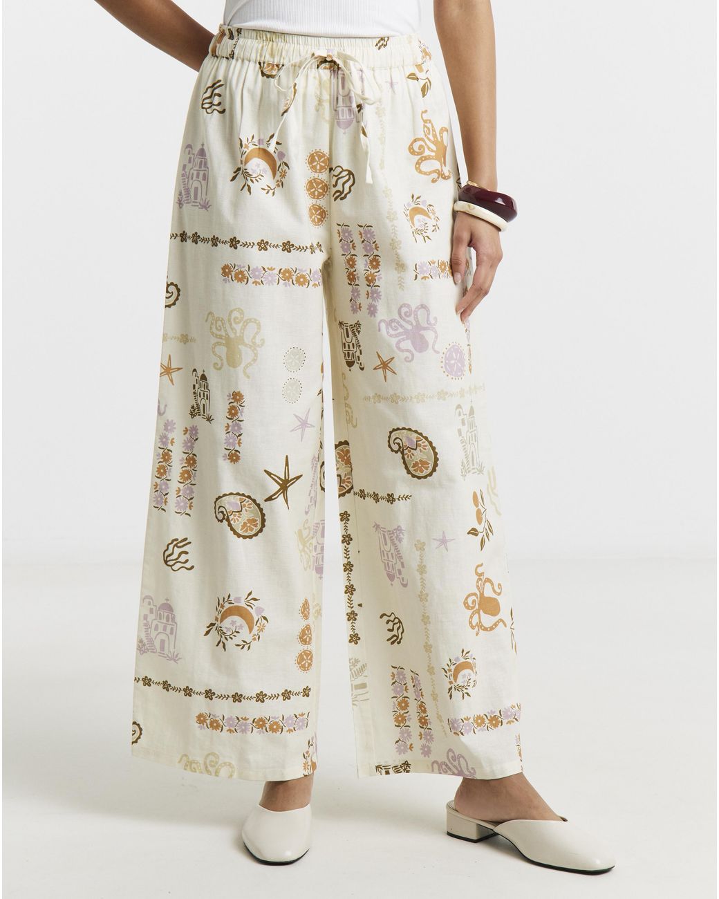 Native Youth White Ny Printed Trousers