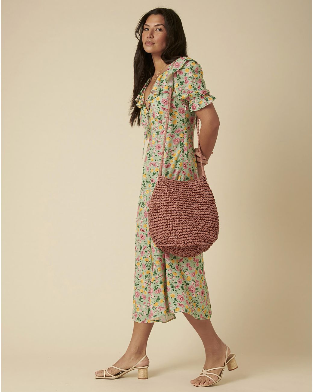 Nobody's Child Natural Caitlin Midi Dress