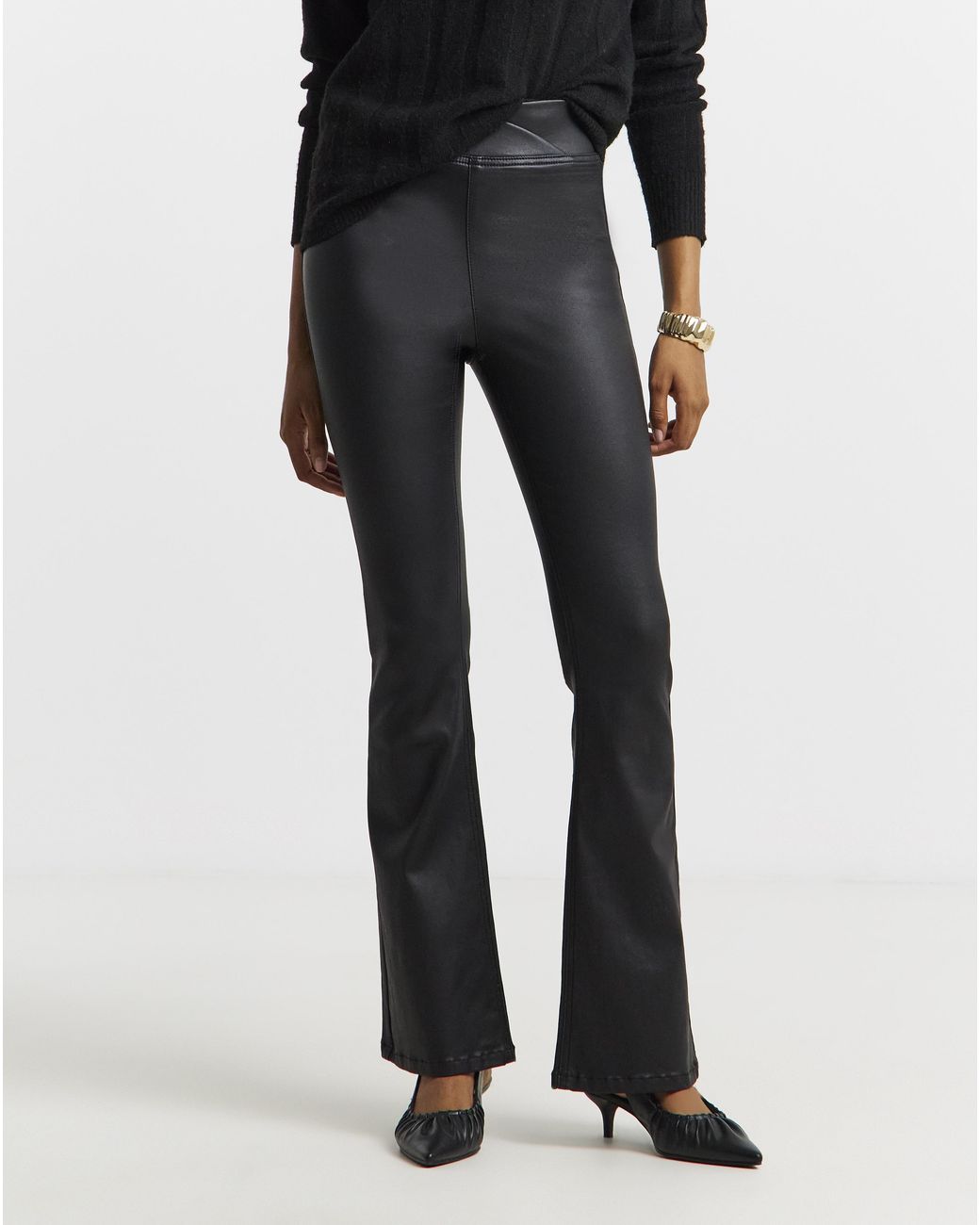 Simply Be Black Coated Flare Jeggings