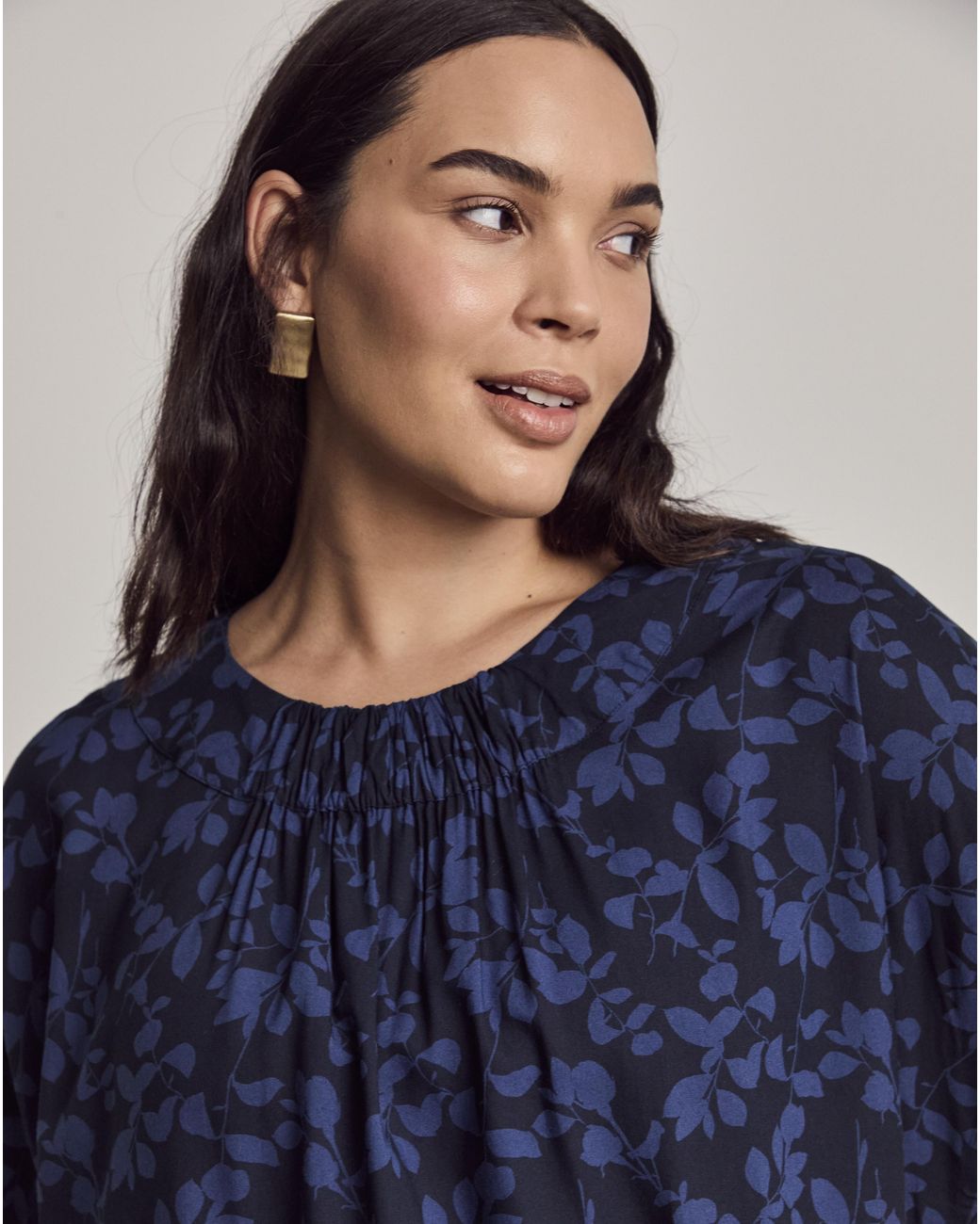 Julipa Blue Gathered Neck Blouse