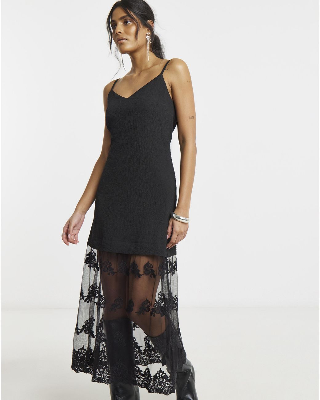 Simply Be Natural Lace Hem Overlay Slip Dress