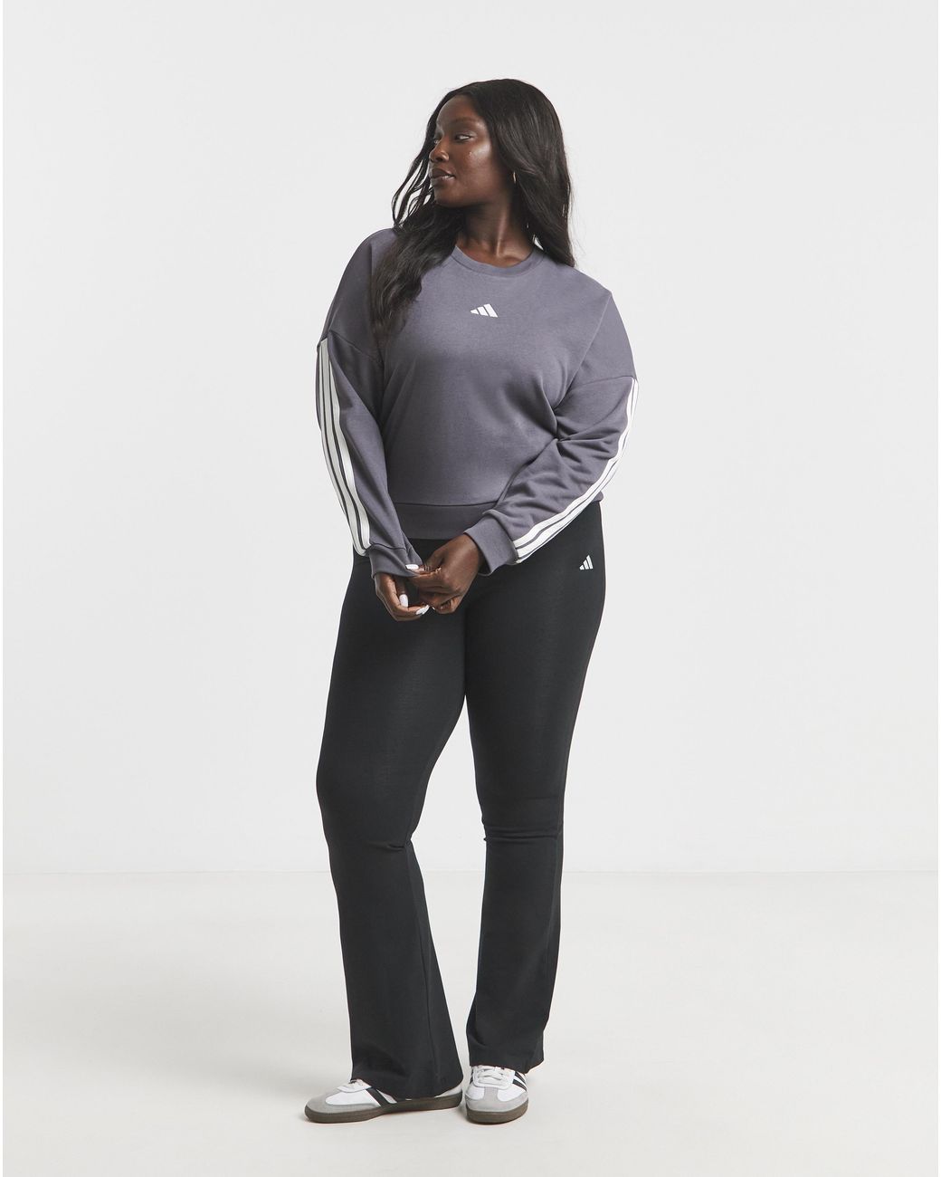 Adidas Gray 3 Stripes Sweatshirt