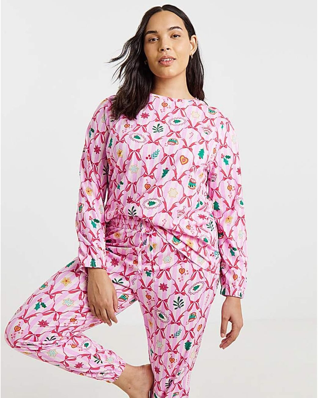 Pretty Secrets Pink Christmas Print Pyjama Set