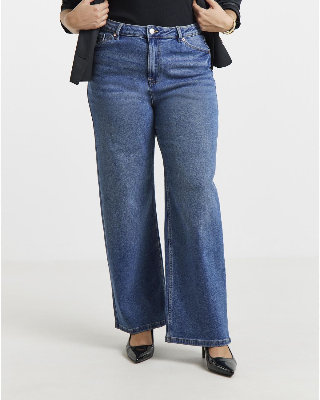 Simply Be Blue Sbe 99 1 Slouchy Wide Jean