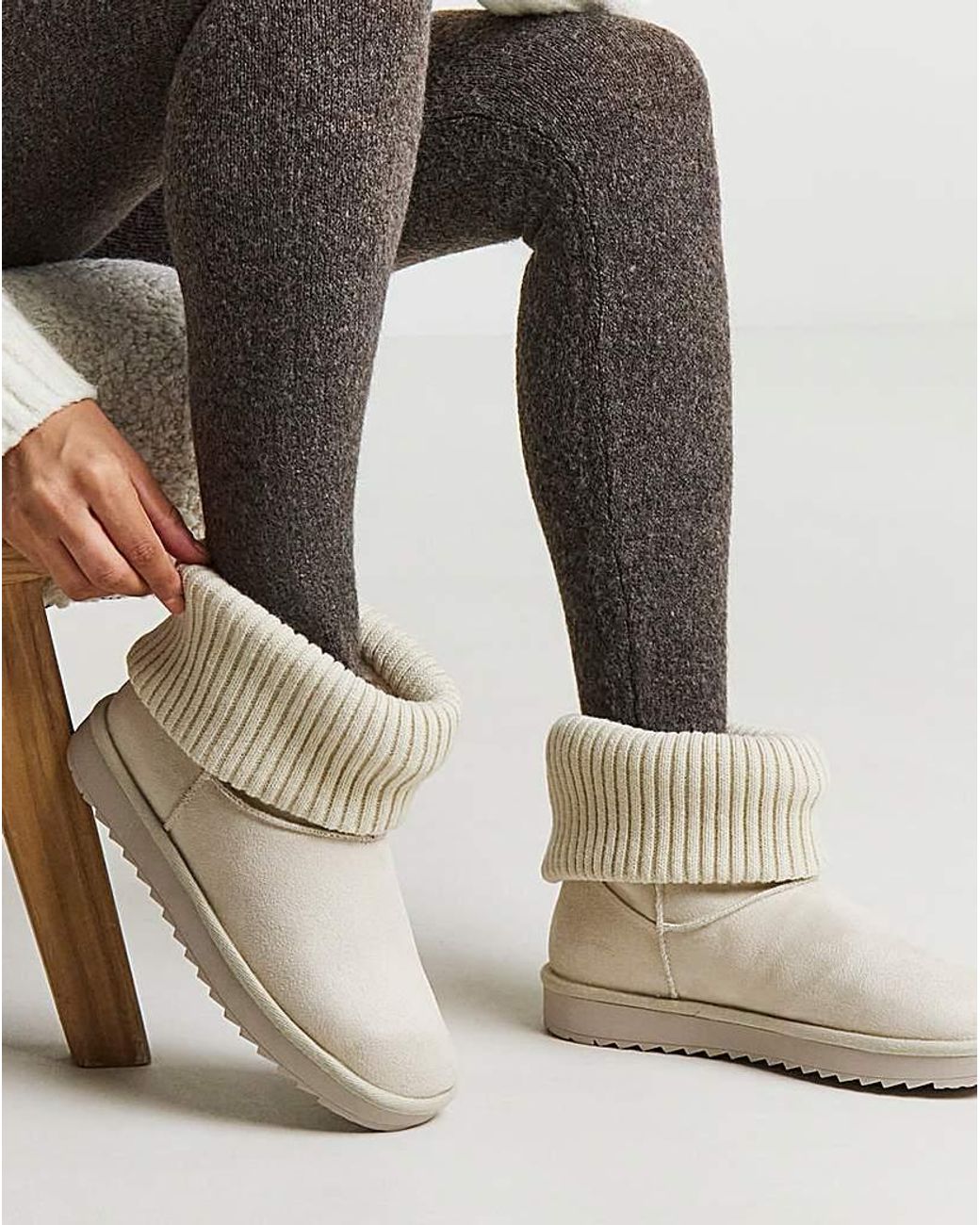Simply Be Natural Cuff Slipper Boot Wide