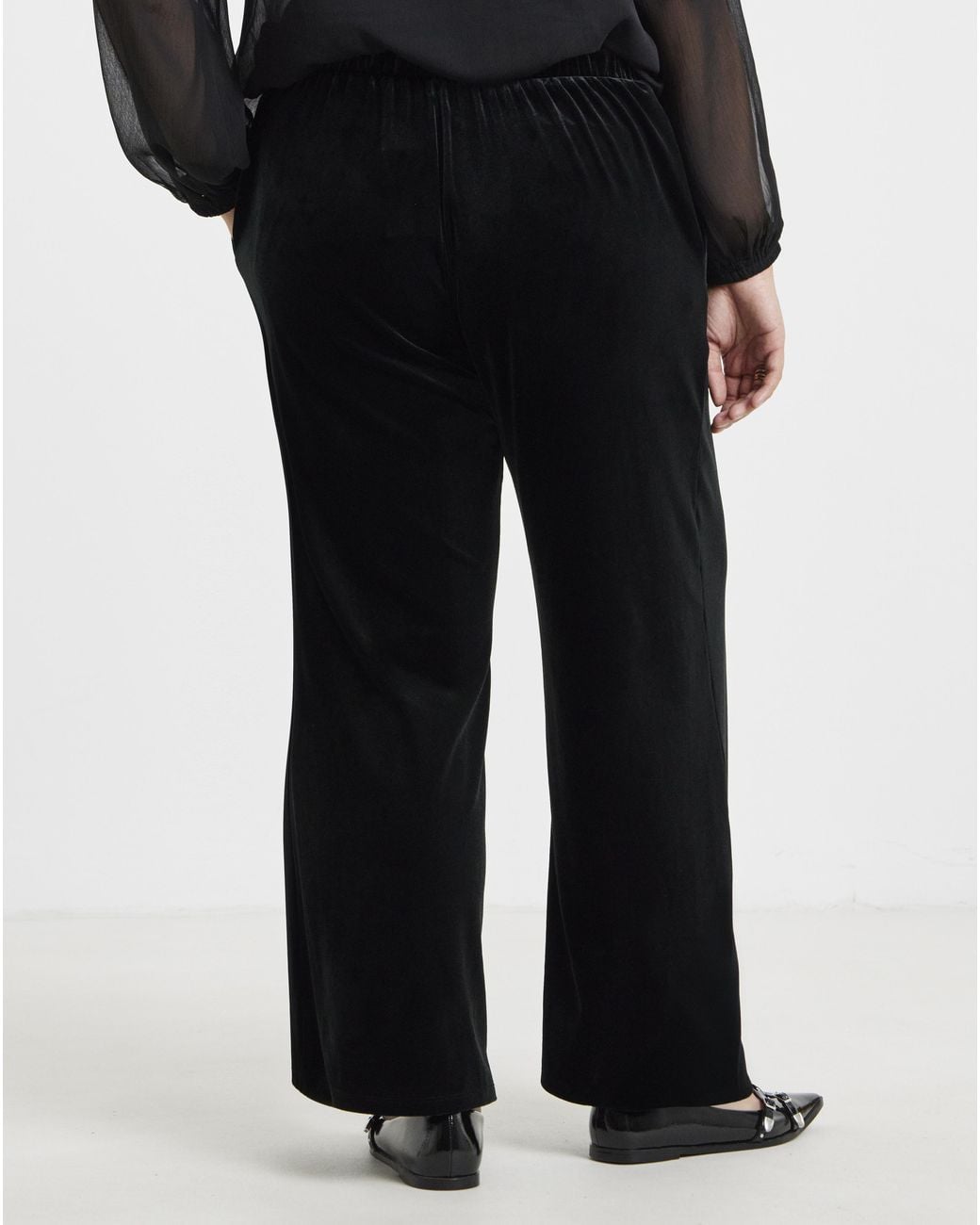 Simply Be Black Velour Wide Leg Trouser