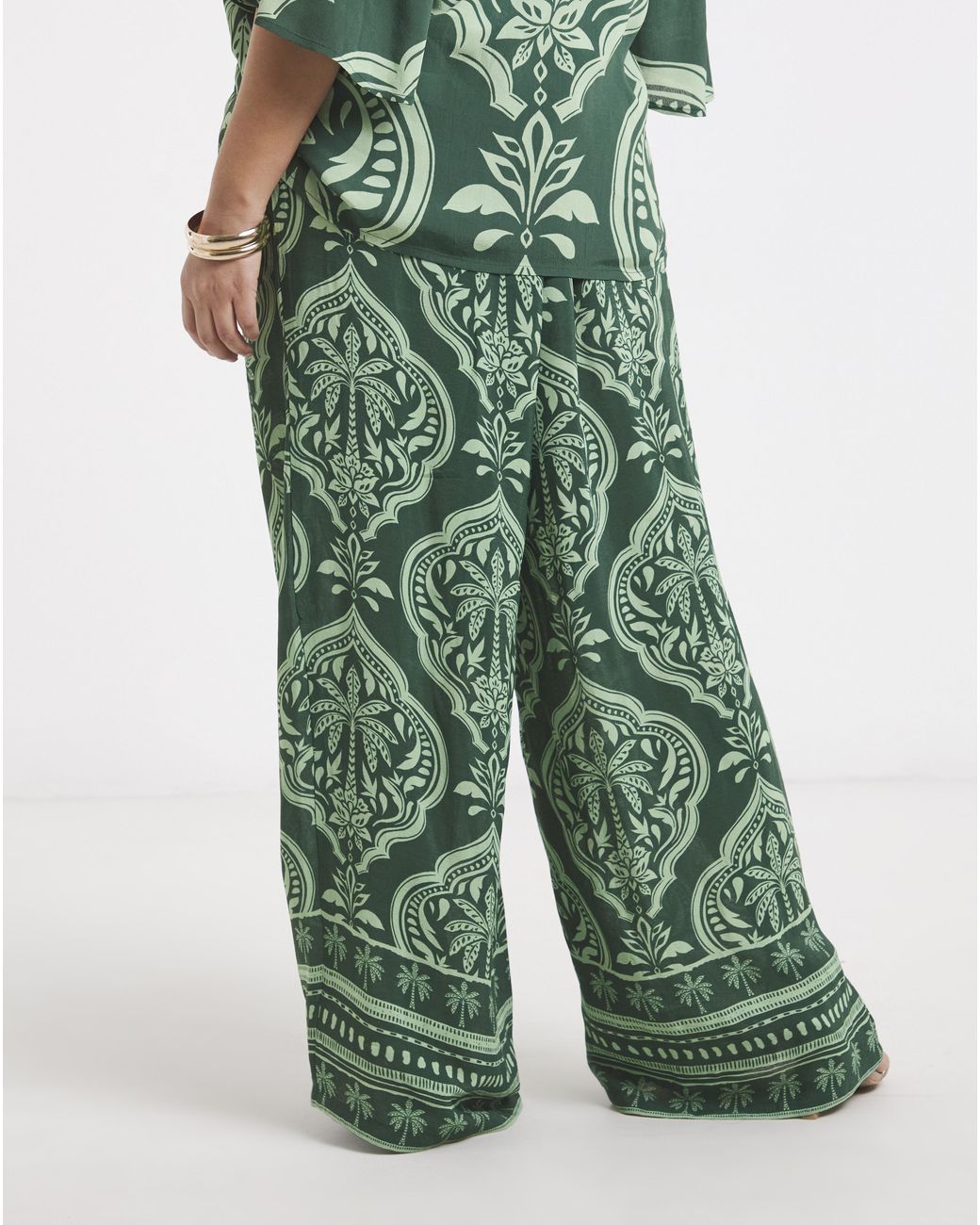 Joanna Hope Green Wide Leg Printed Trousers