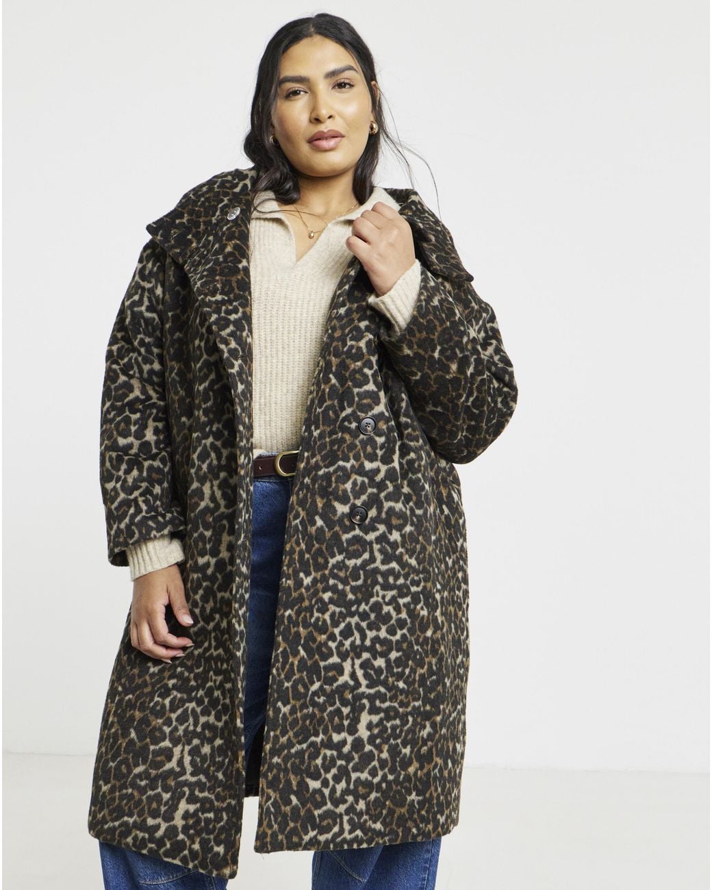 JD Williams Blue Print Funnel Neck Coat