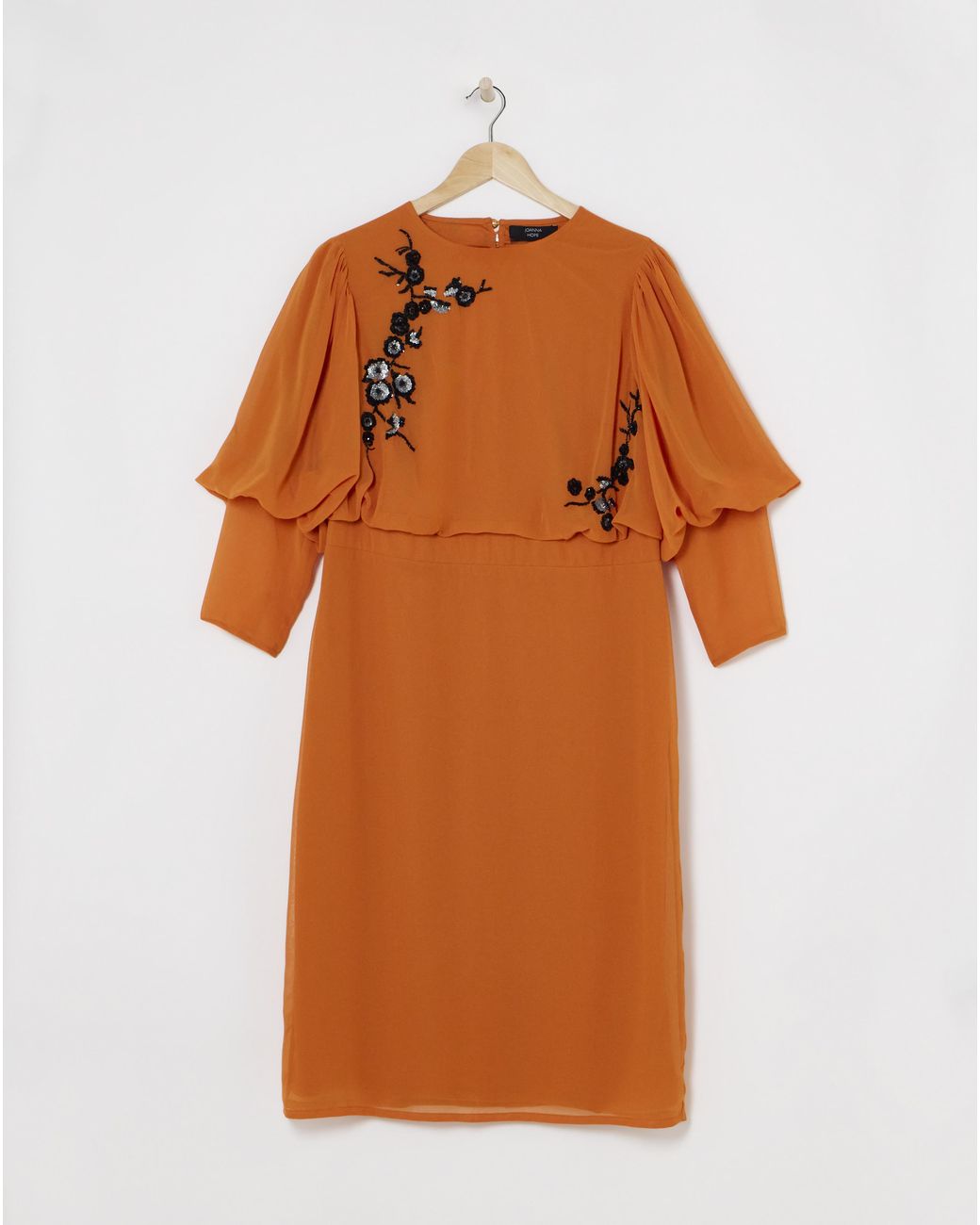 Joanna Hope Orange Embellished Midi Dress