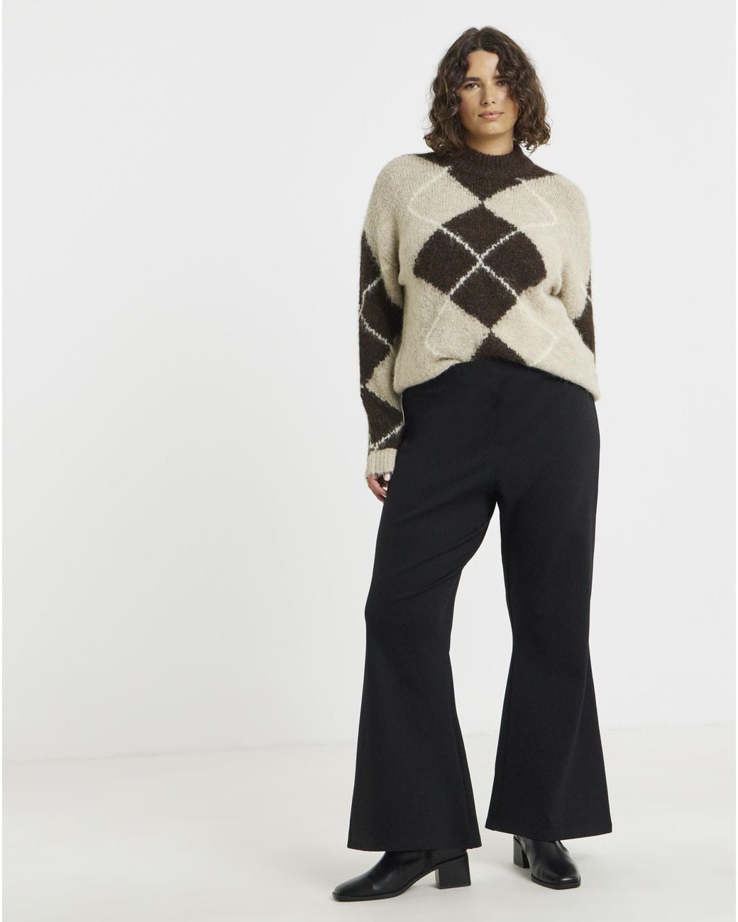 Simply Be Gray Ponte Flare Trouser