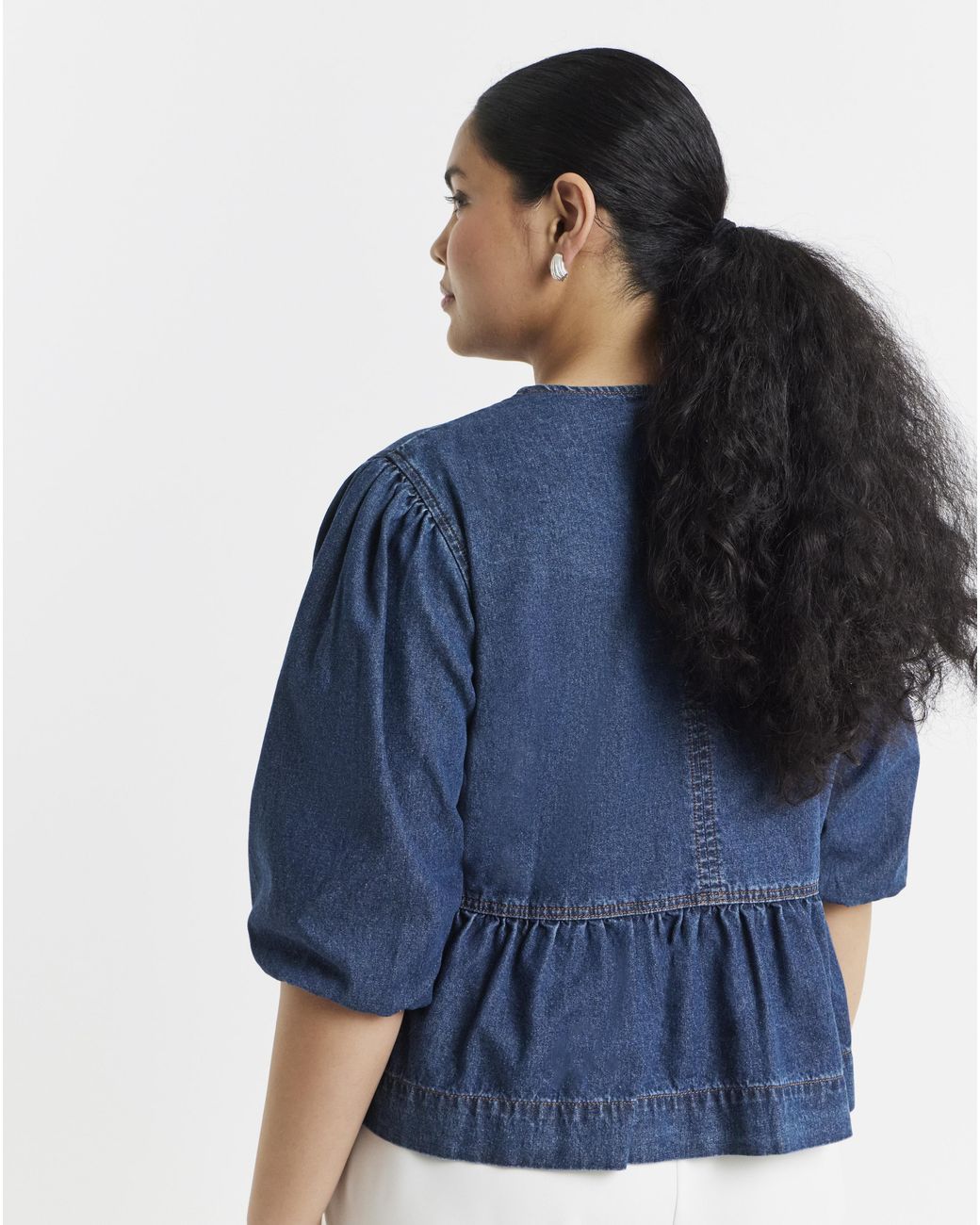 Simply Be Blue Tie Front Peplum Blouse