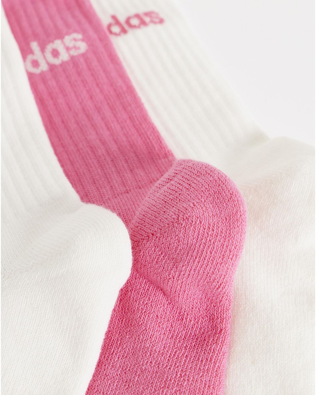 Adidas Pink 3 Pack Logo Crew Socks
