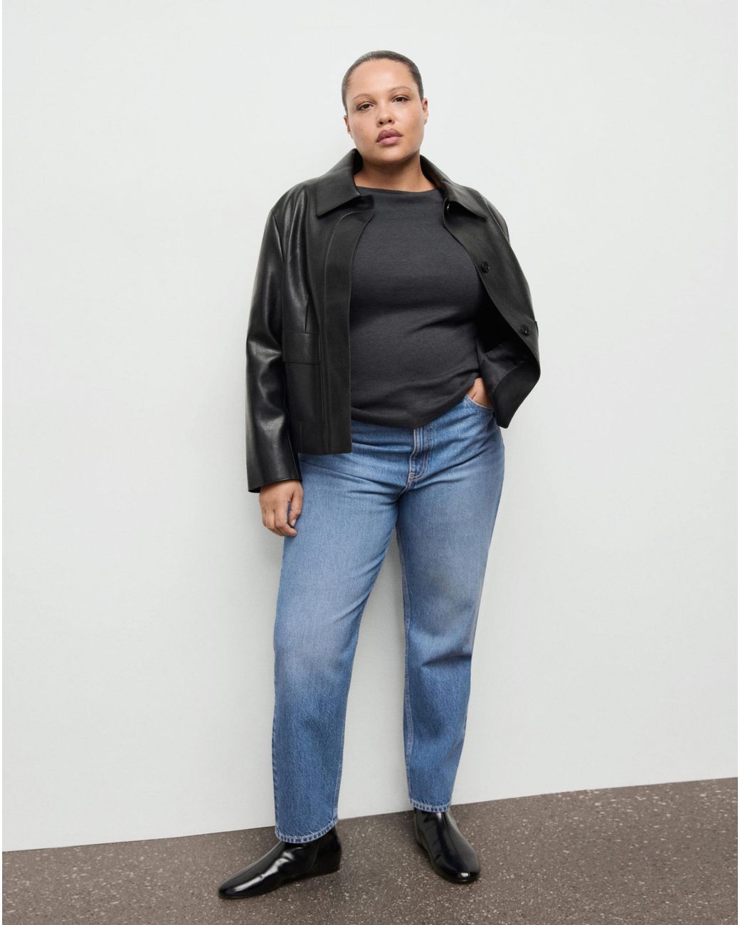 Mango Blue Comfort High-Rise Mom Jean