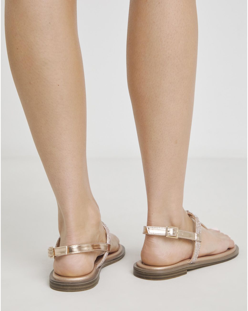 Simply Be Natural Diamante Sparkly Toe Post Sandal Ex Wide