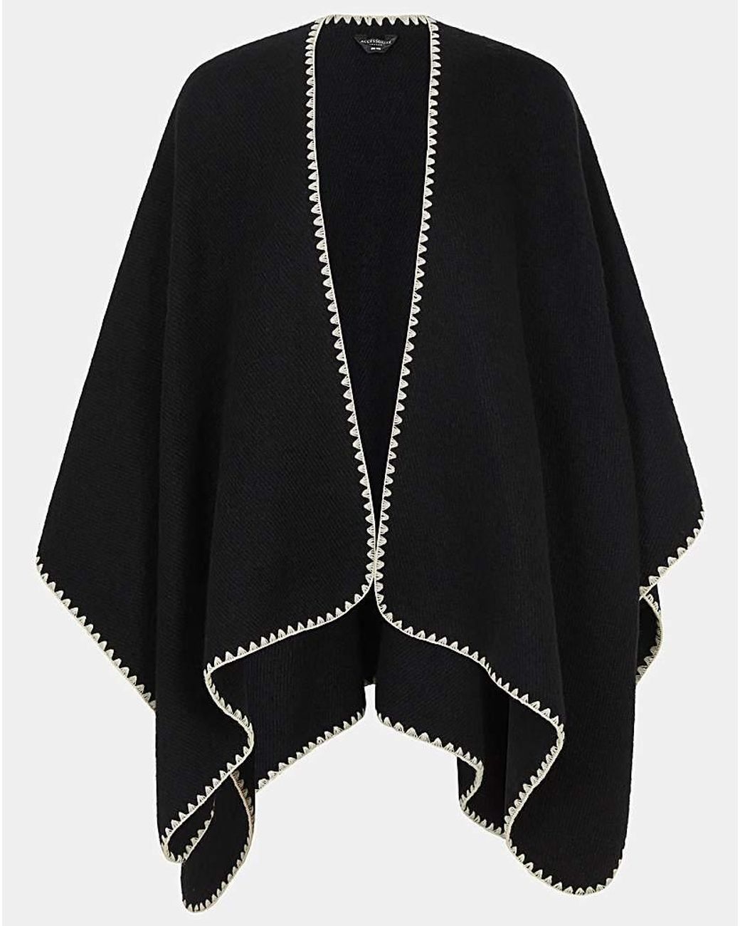 Accessorize Black Whipstitch Knit Poncho