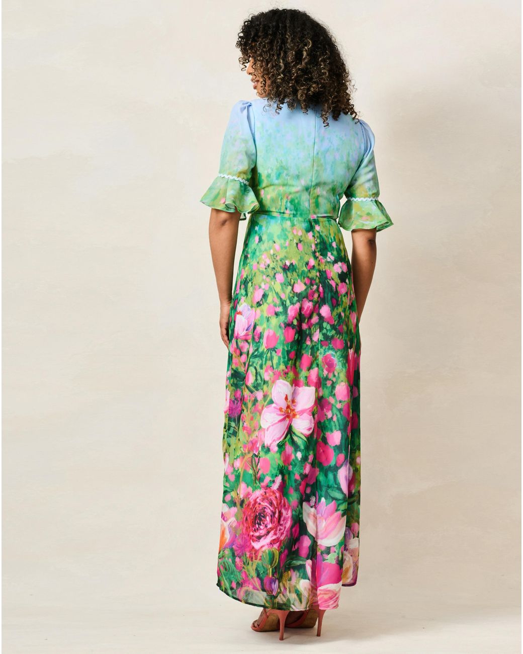 Hope & Ivy Green Solenne Maxi Print Dress