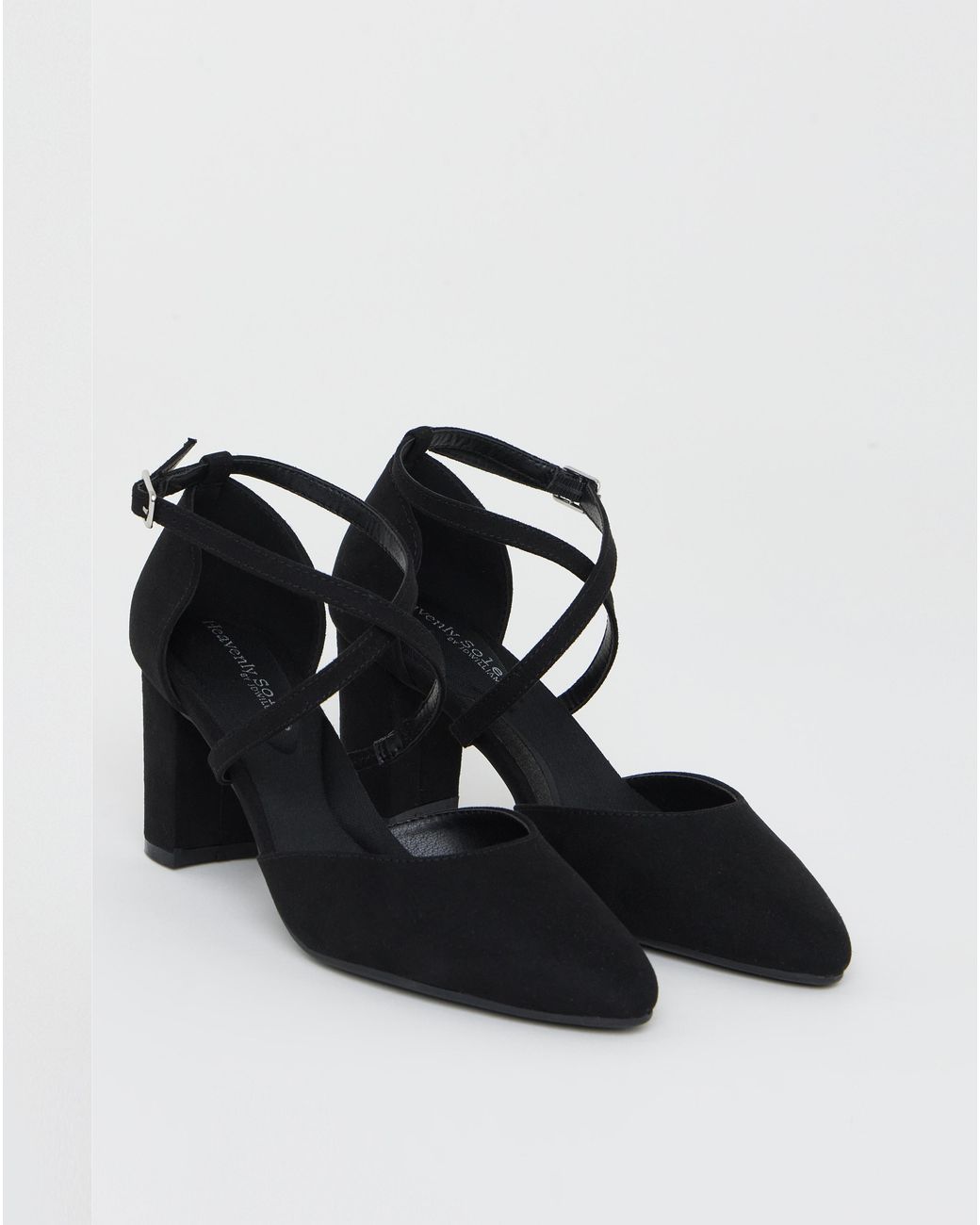 Heavenly Soles Black Two Part Heels With Crossover Ex Wide
