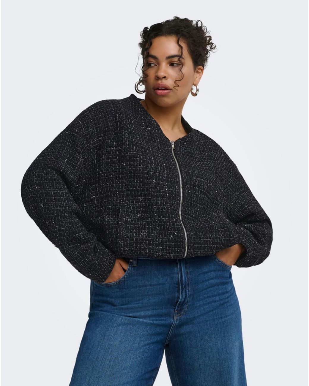 ONLY Blue Boucle Glitter Bomber