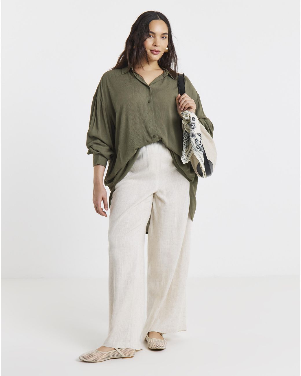 Simply Be Green Oversized Crinkle Skirt