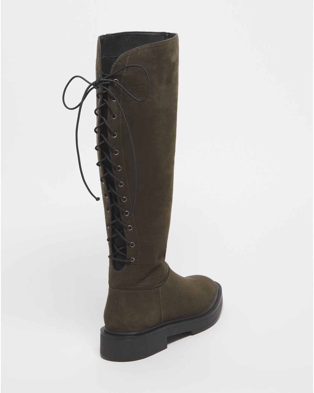 Simply Be Brown Lace Up Back Knee Boots Ex Wide Sc