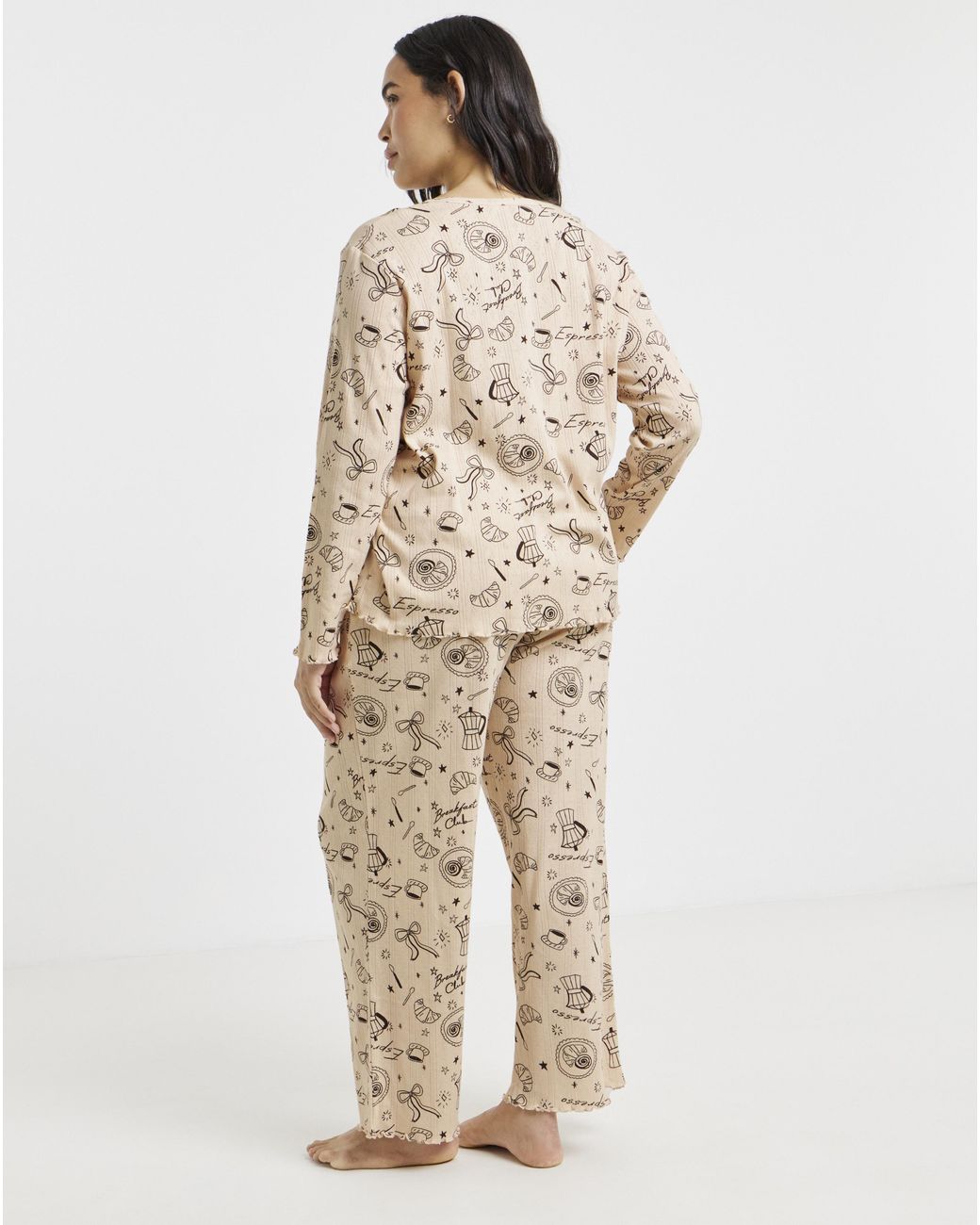 Pretty Secrets Natural Coffee Pointelle Pj Set