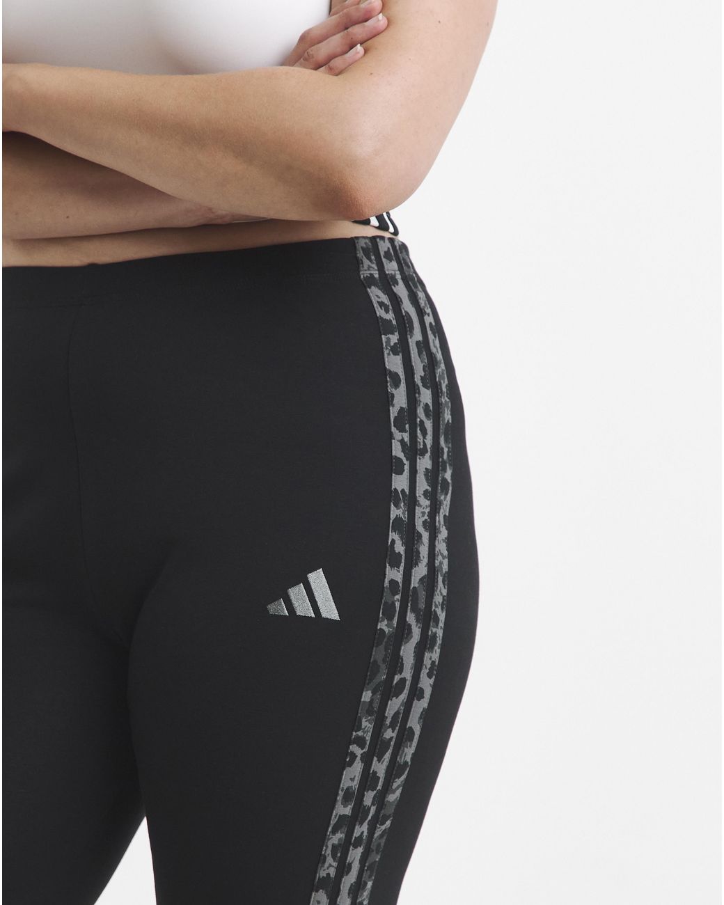 Adidas Black 3 Stripe Leopard Print Legging