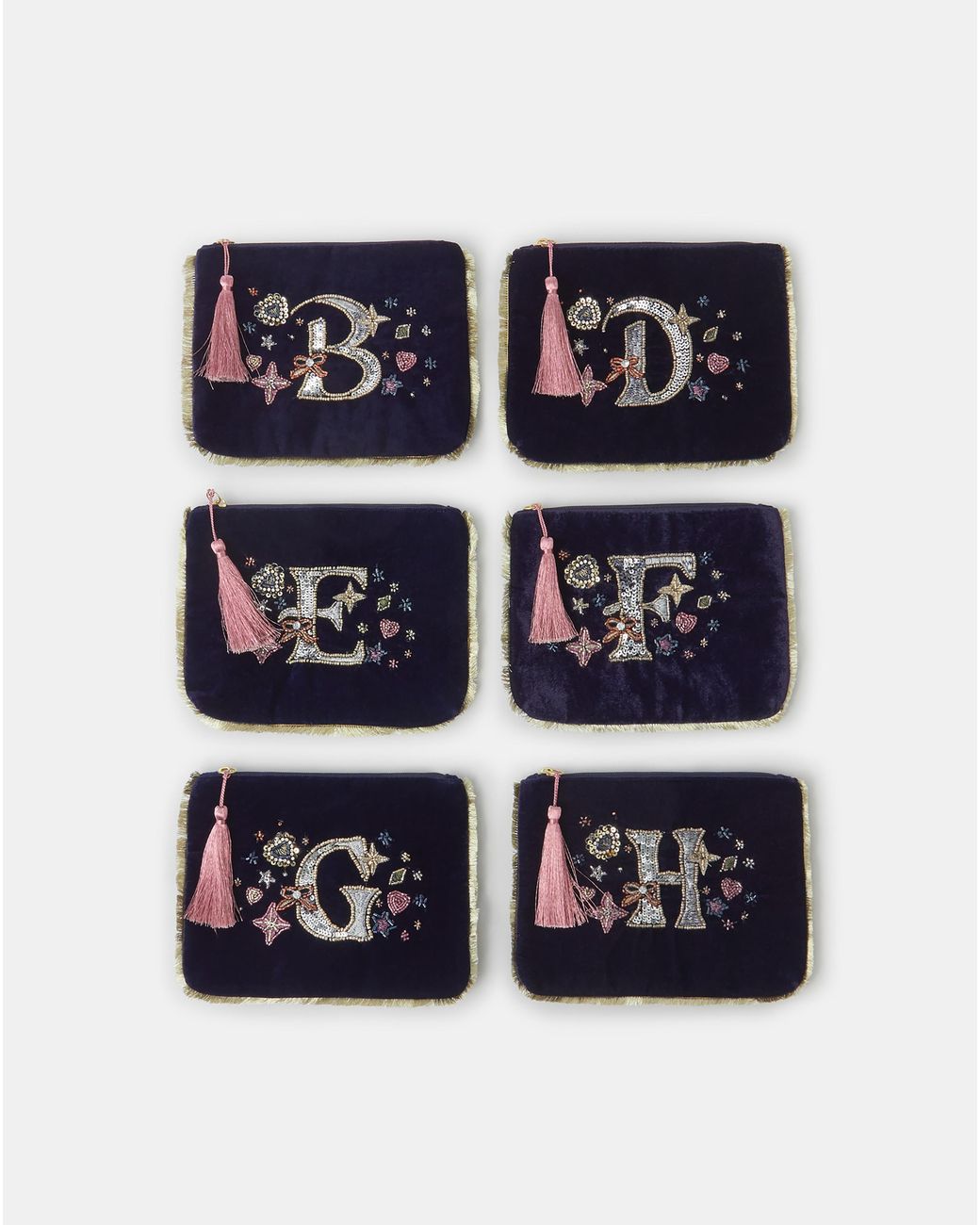 Accessorize Blue Initial Velvet Pouch