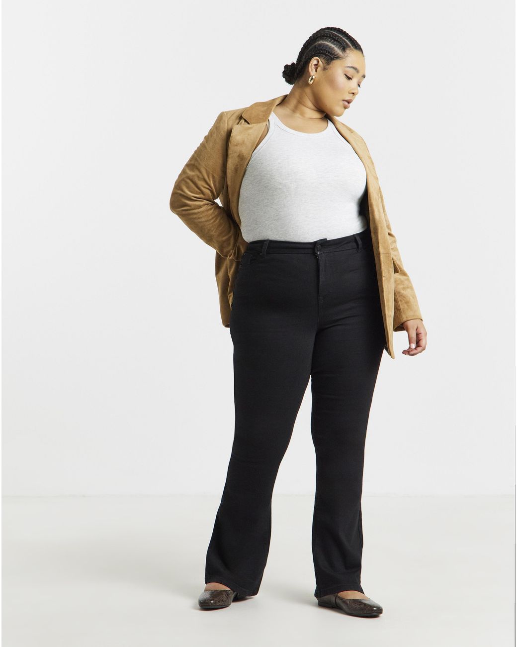 Simply Be White Stretch Denim Flared Jeans