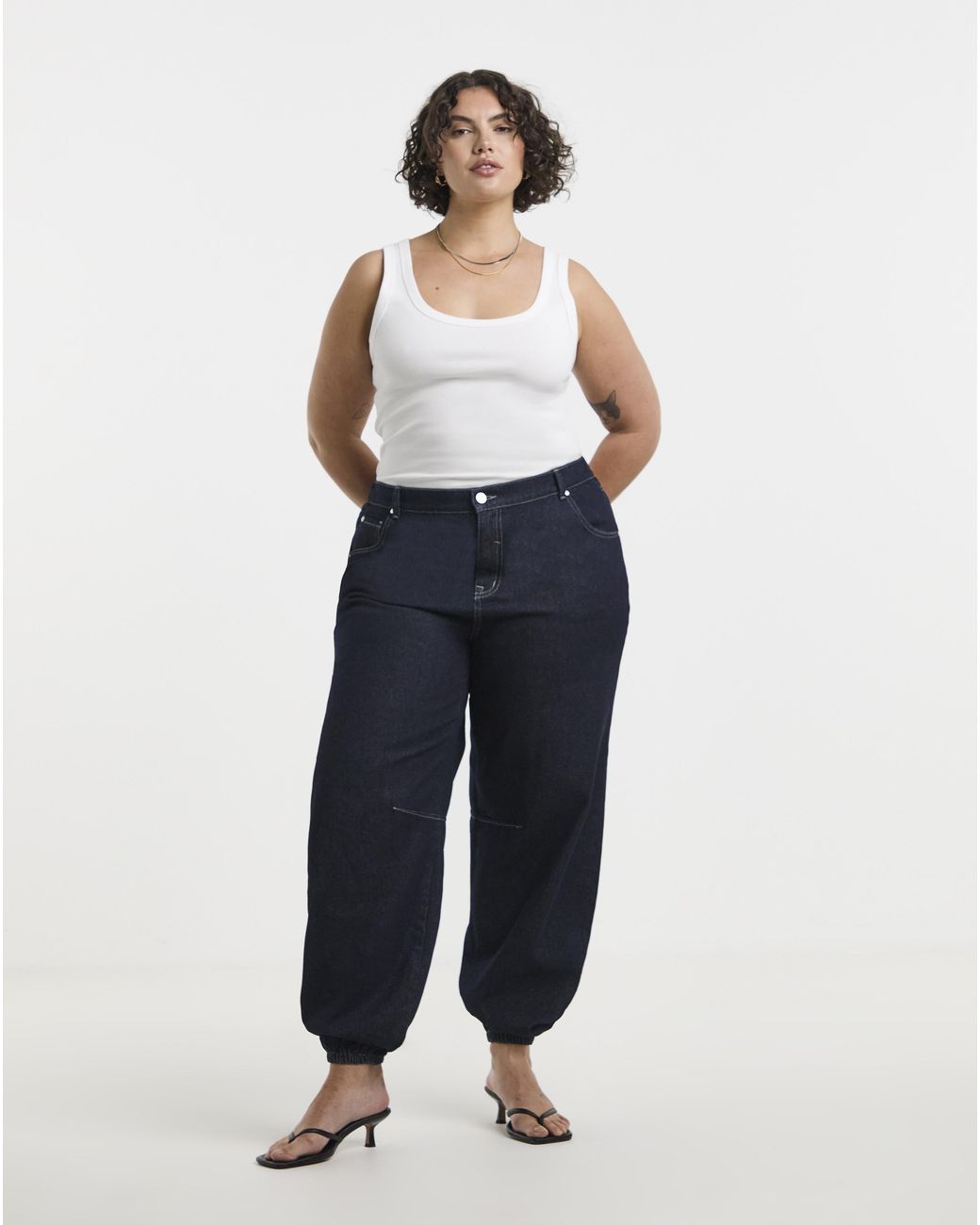 Simply Be Blue Cuffed Hem Denim Jeans