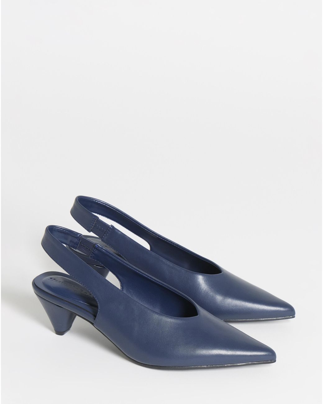 Heavenly Soles Blue Slingback Pointed Toe Heels Wide