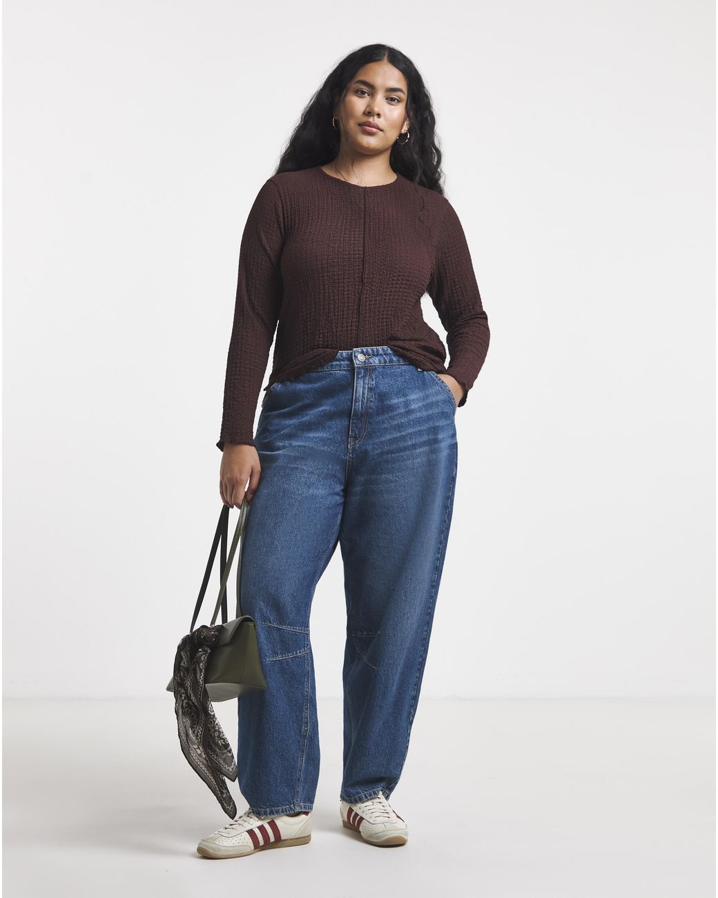 Simply Be Purple Crew Neck Ls Seam Top