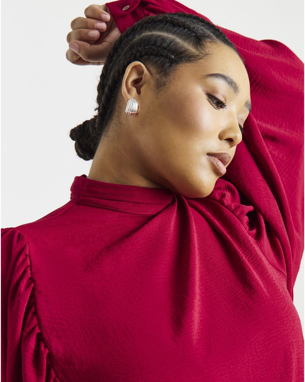 Simply Be Red Exaggerated Sleeve Blouse