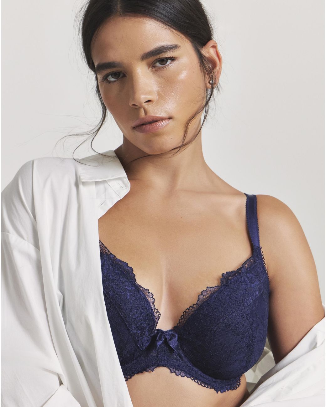 Pretty Secrets Blue 2 Pack Ella Lace Padded Plunge Bras