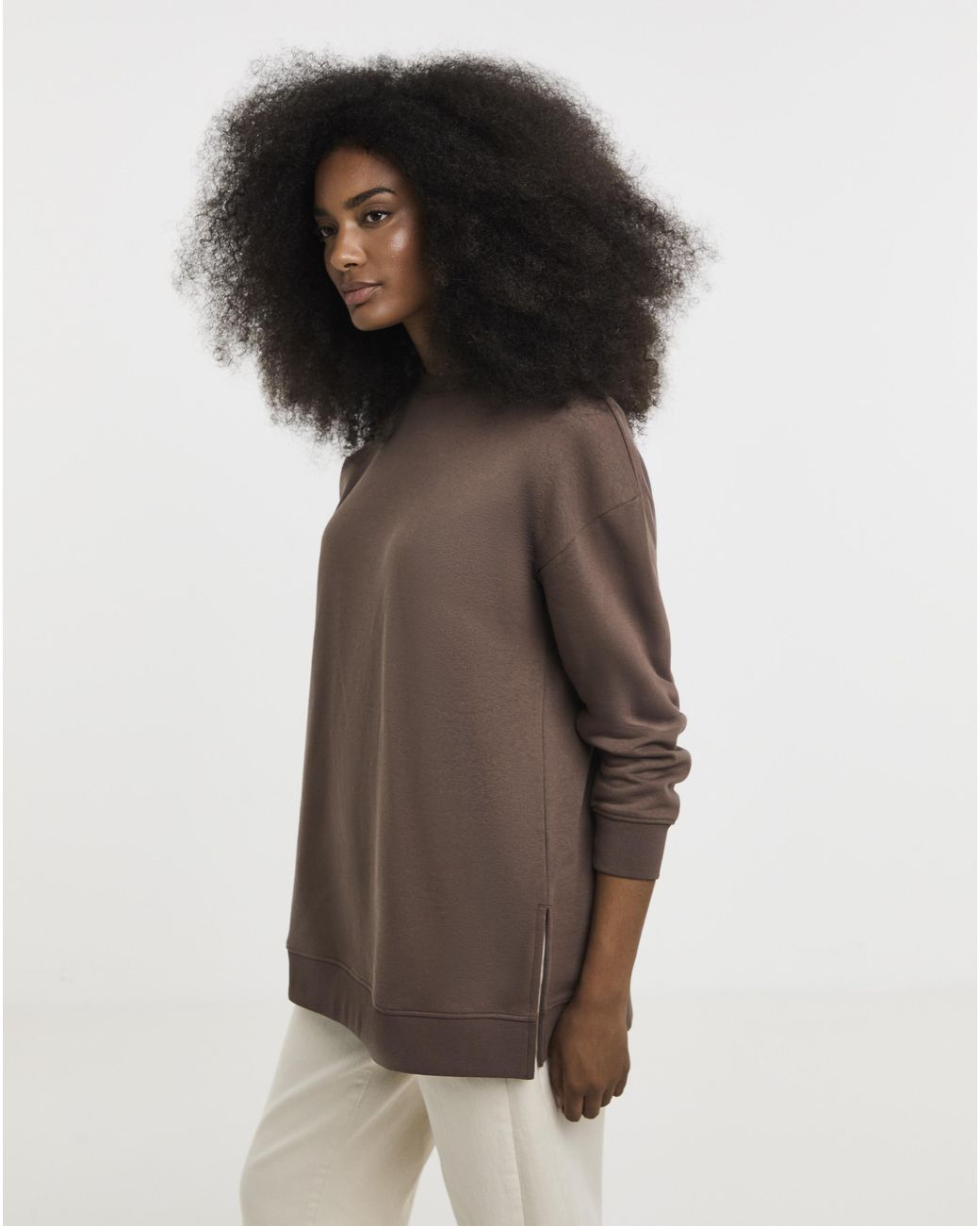 Simply Be Brown Side Split Sweatshirt Tunic