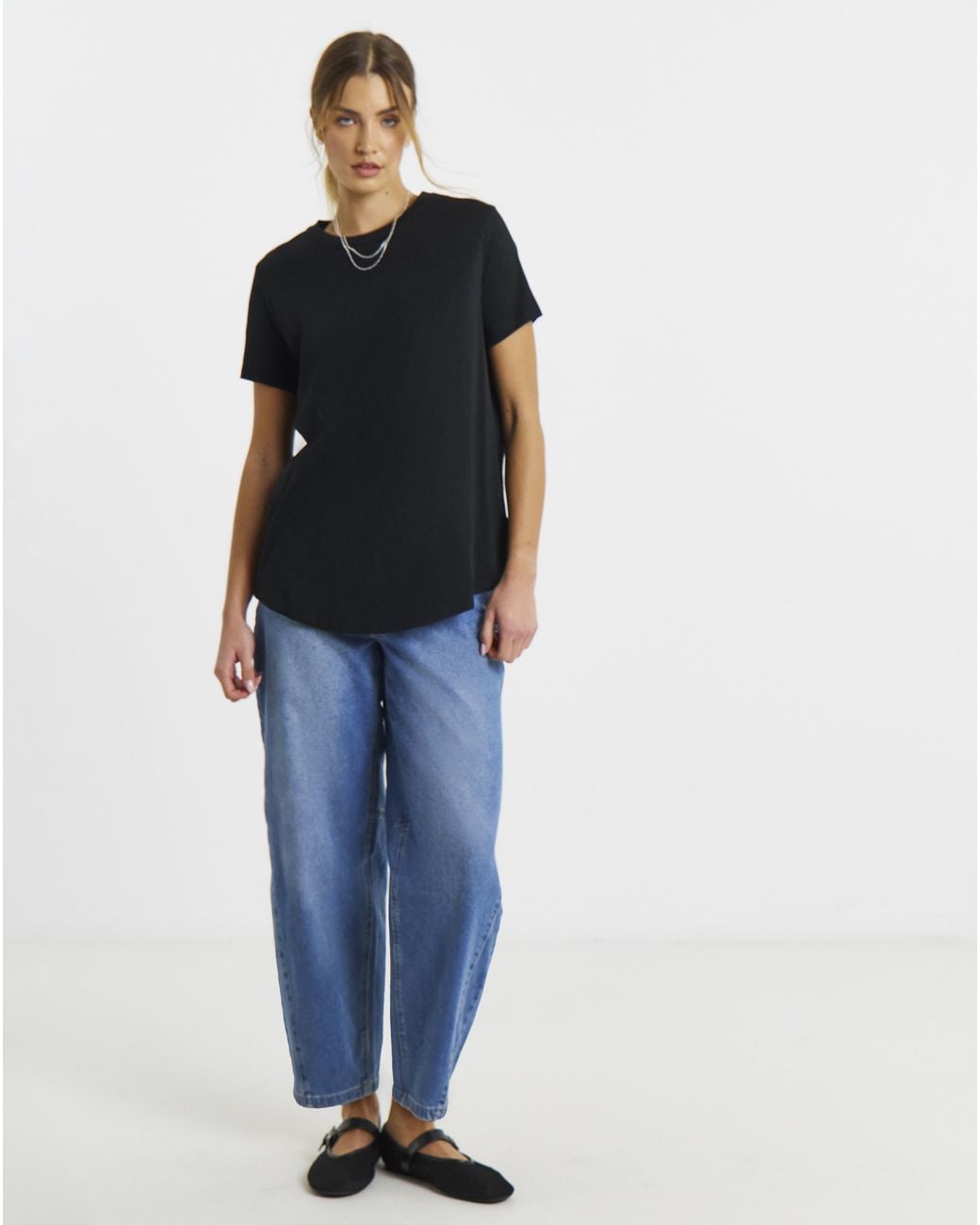 Simply Be Black 2 Pack Curved Hem Longline T-Shirt
