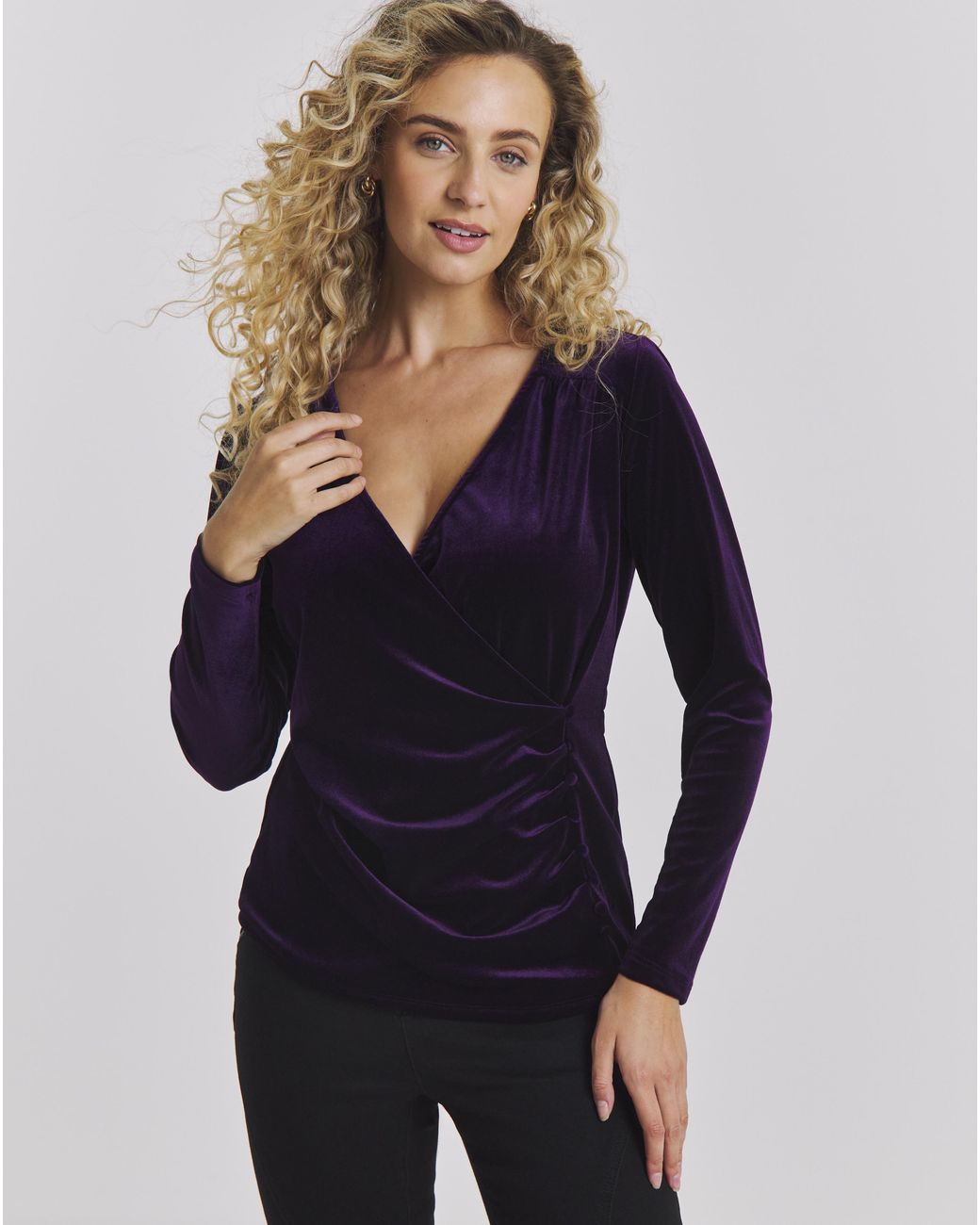 Joe Browns Blue Glamorous Velour Wrap Top