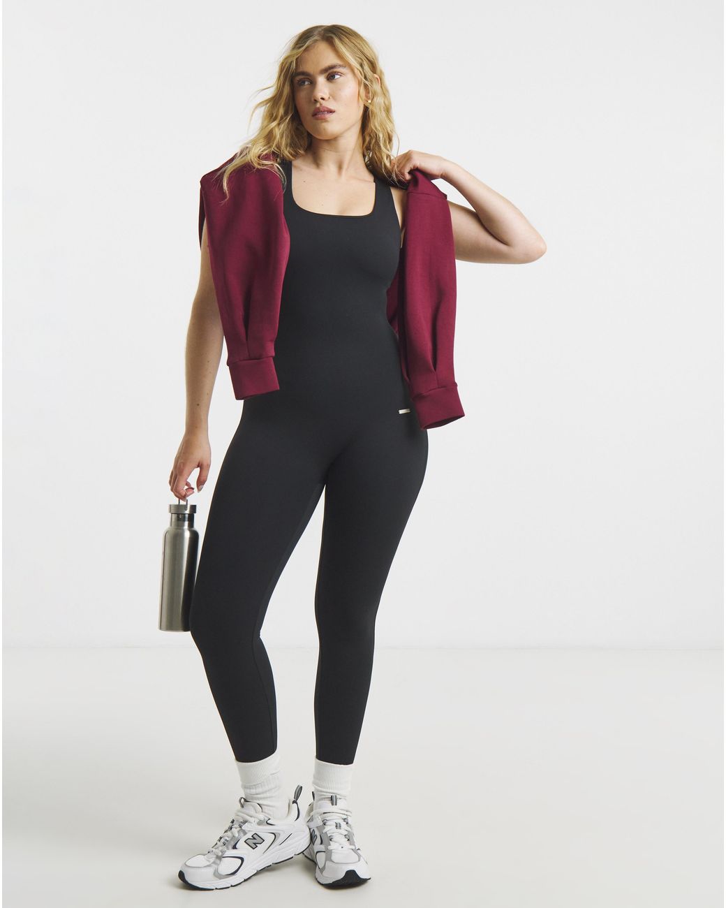 Sculpt Activewear Red Square Neck Jumpsuit
